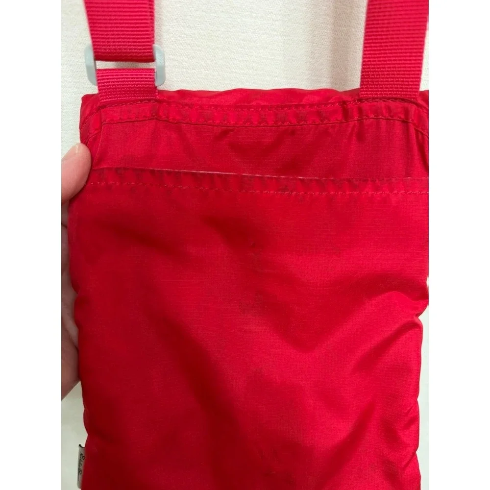 Eddie Bauer Red Nylon Triple Zip Pocket Travel Crossbody Bag Passport Purse